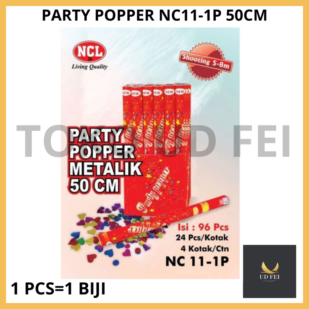 (1 PCS =1 BIJI KODE = NC-11 1P) Confetti / Party Popper Love Merah Panjang ukuran  50 cm/NCL Confett