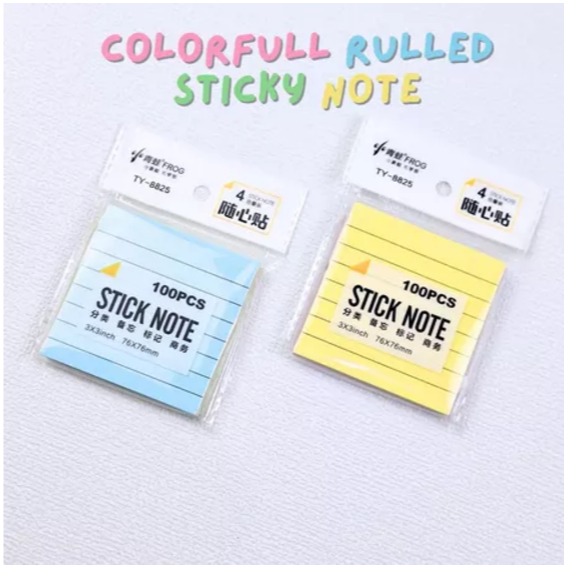 

COLORFULL RULED STICKY NOTES 3x3 inchi mixed color 76x76 mm 100 Lembar