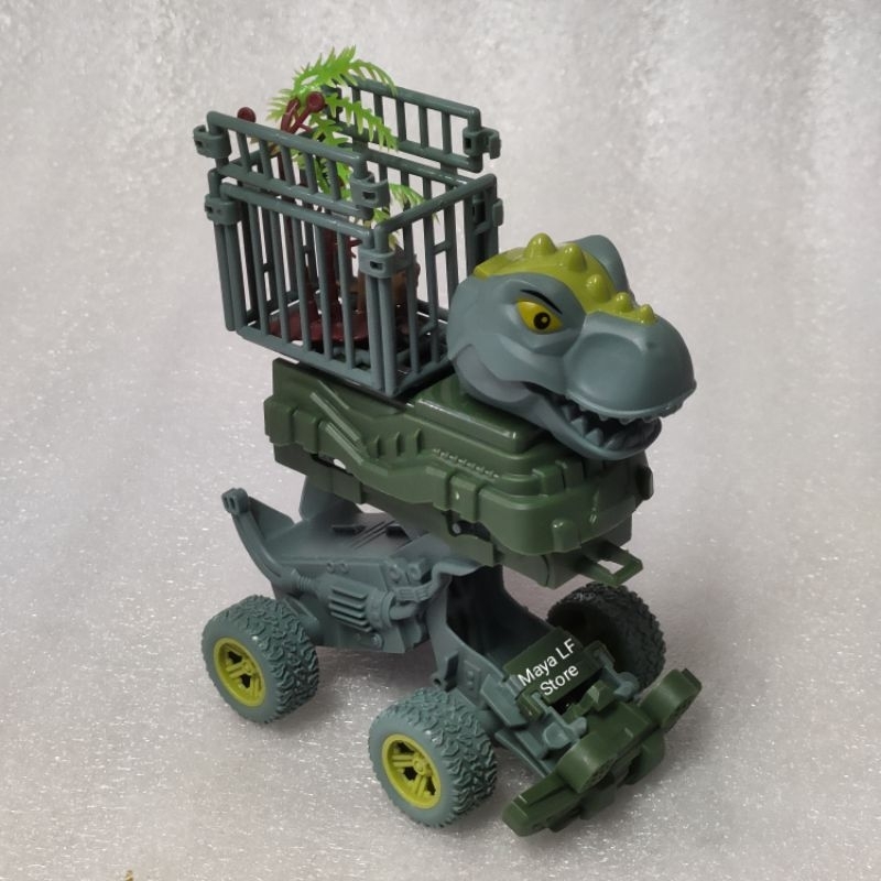 Dinosaur Truck Mainan Mobil Truk Konstruksi Kerangkeng Dorong Pull And Go Miniatur Dinosaurus dan Po