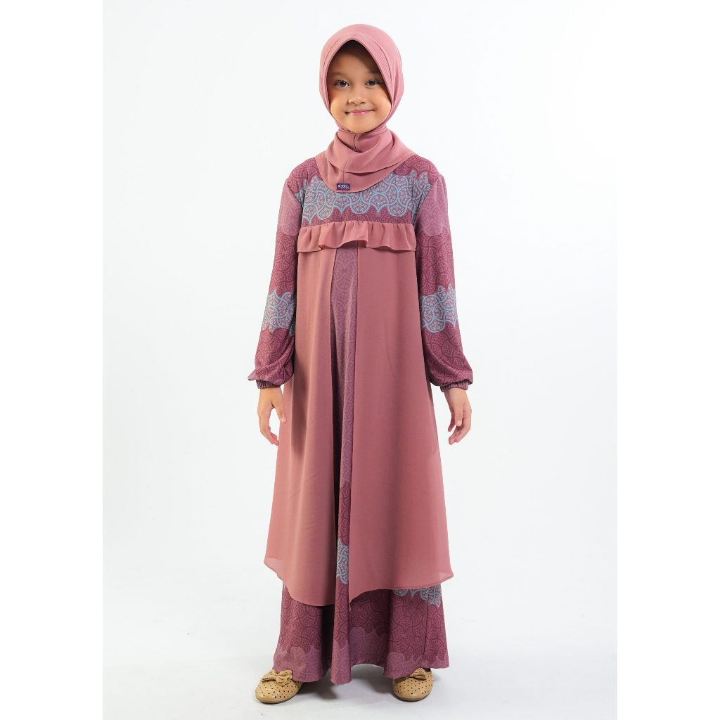 ELZATTA Gamis Anak Spandex Al-Maturidi Dusty Pink - Baju Pakaian Muslim Anak Perempuan Dress Gamis A