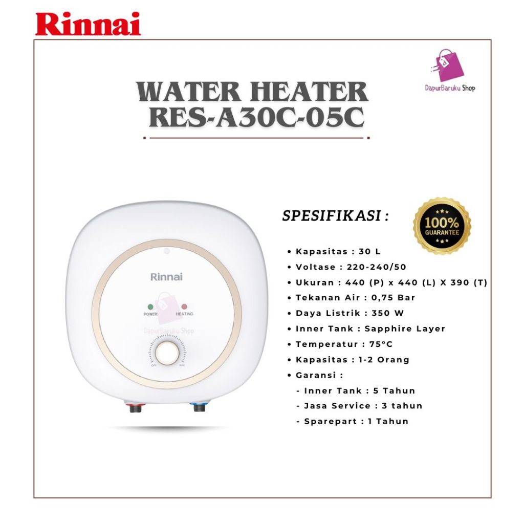 Water Heater RINNAI 30 L RES-A30C-05C / RES A 30 C 05C - NEW PRODUCT