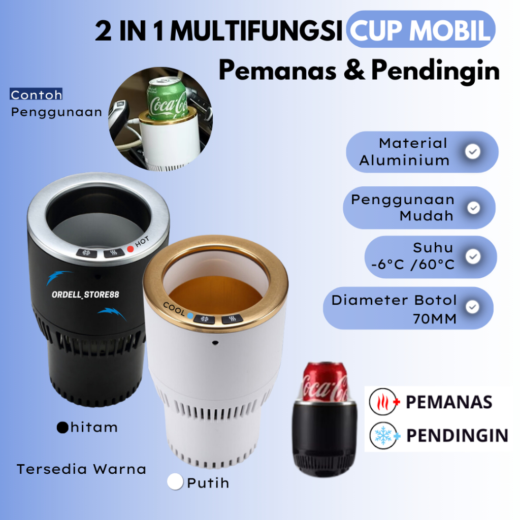 Cup 2IN1 Hot & Cold |  Cup Holder Mobil Pemanas & Pendingin Minuman | Smart Cup Holder Car Heating a