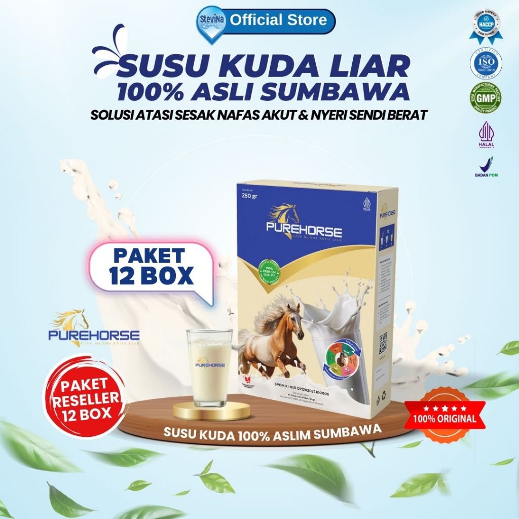 

Susu Kuda Pure Horse Jaminan Original 100% dari Sumbawa Cepat Atasi Ashma, Batuk, Pegal Linu dan osteoporosis Kemasan 250gram Paket 12 Box