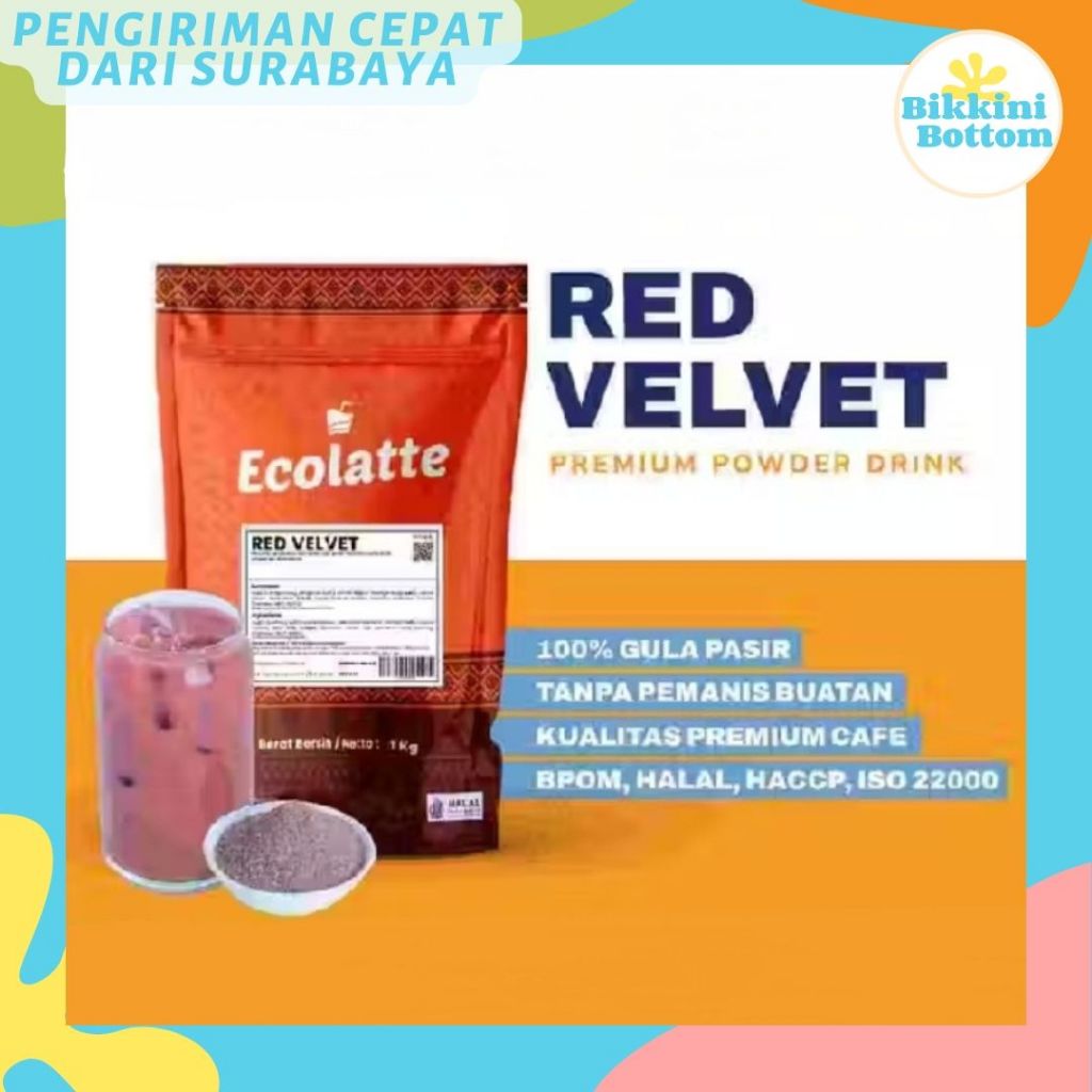 

Bubuk Minuman RED VELVET Ecolatte Premium 1kg Bubuk Minuman Rasa REDVELVET Powder Drink Halal