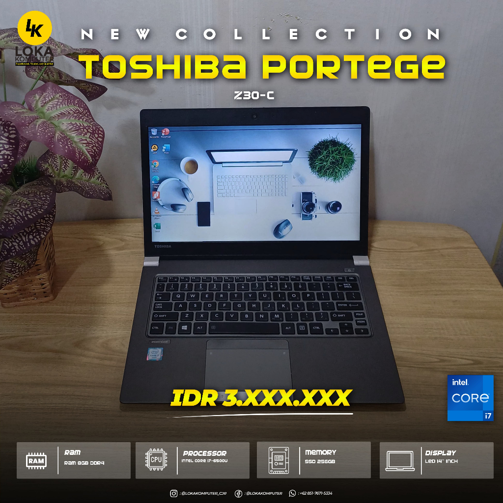 Toshiba Portgee Z30-C Intel Core i7-6500u RAM 8gb ssd 256GB Display LED 14 Inch win 10