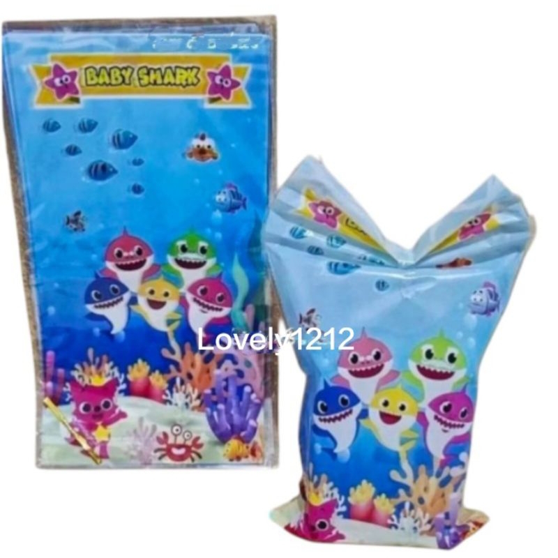 Plastik Snack Ulang Tahun Baby Shark 22x40 / Plastik Souvenir / Plastik Bingkisan Ulang Tahun Isi 10