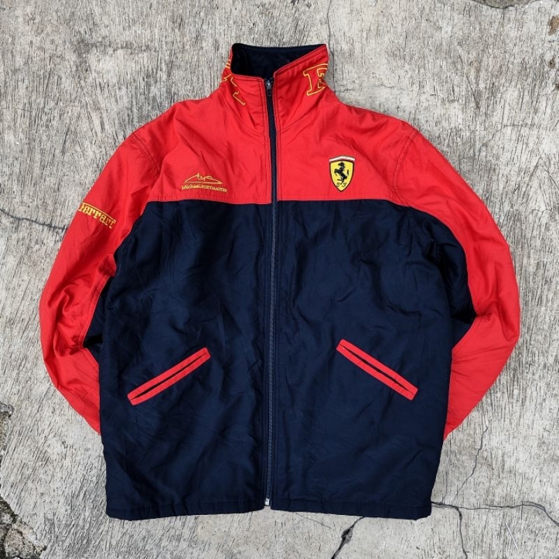 VERY RARE Vtg 90s Ferarri F1 Michael Schumacher Racing Jacket Embroidered Shell Jacket