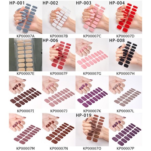 16pcs Nail Stiker POLOS Semi-cured UV Gel Nail Stiker Nail Art Sticker Kutek Warna Merah Maroon Stic