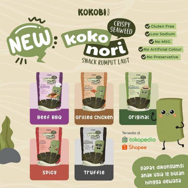 

Kokobi - Kokonori Snack Nori Crispy Non MSG Cemilan Rumput laut Anak