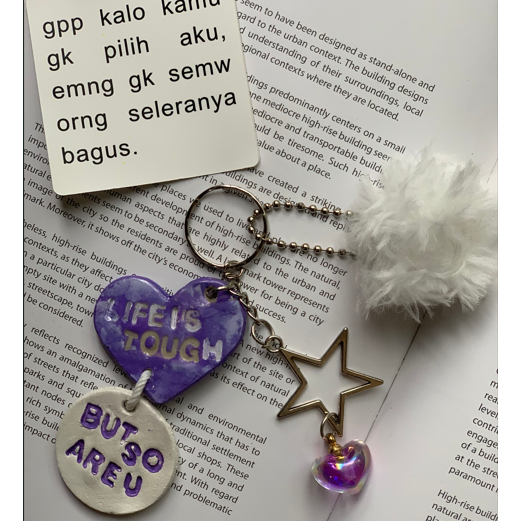 Set Kunci Life is tough POM POM Charm