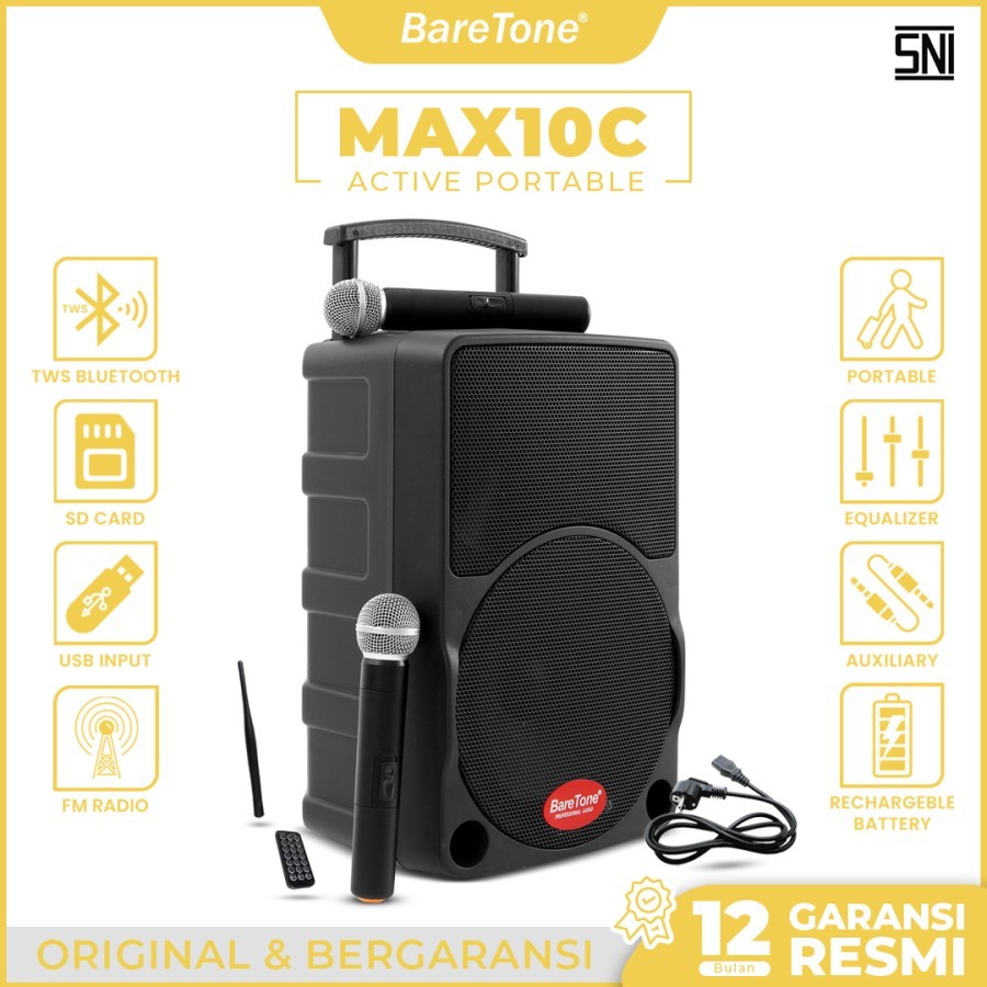 Speaker Meeting Wireless Baretone MAX10C 10 Inch / Speaker Portable 10 Inch BareTone MAX 10C 10"