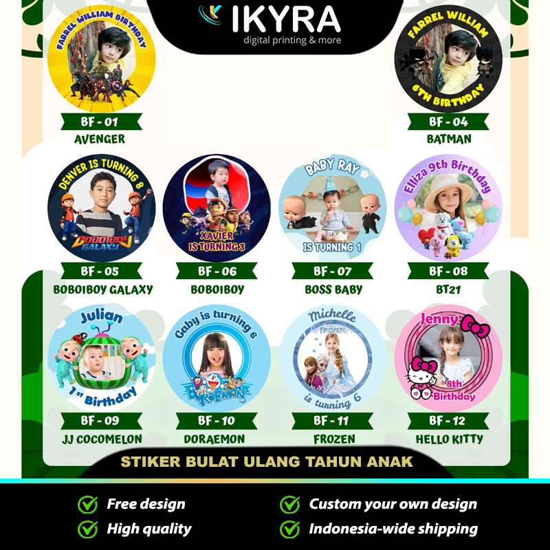 

Stiker Bulat Ulang Tahun Anak | Stiker Ultah Anak Custom Foto | Souvenir Ulang Tahun Anak | Birthday Sticker
