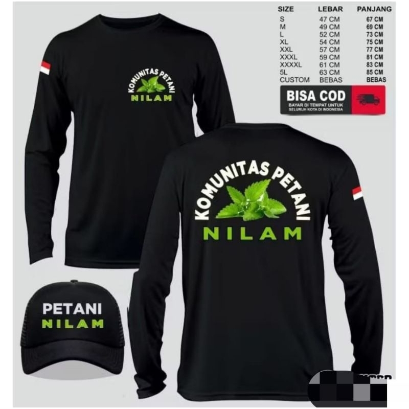 KAOS LENGAN PANJANG PETANI NILAM BONUS TOPI
