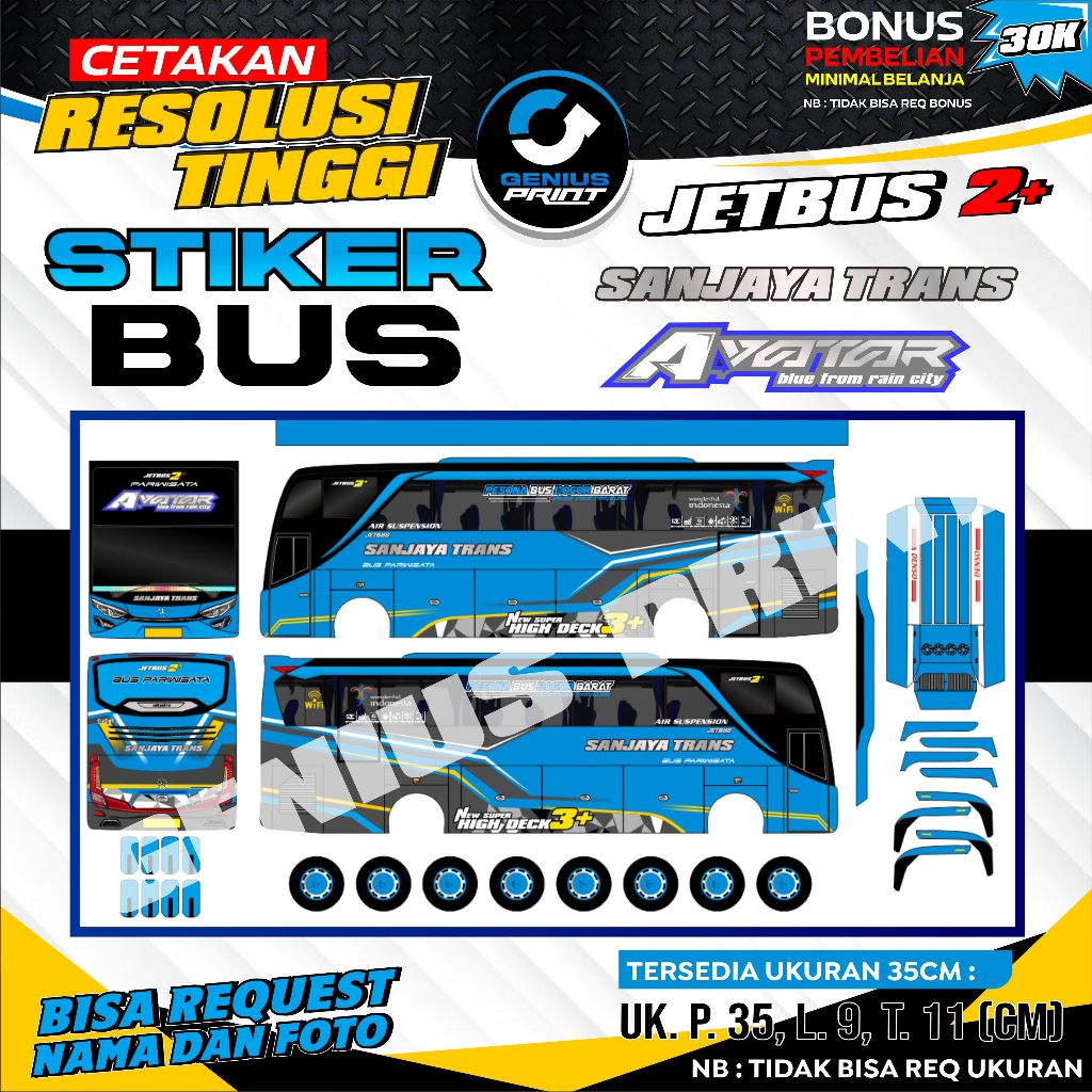 STIKER MINIATUR BUS JETBUS 2+ LIVERY  BRIS TRANS | EKA PERSADA | JURAGAN 99  | SANJAYA TRANS | SEDYA