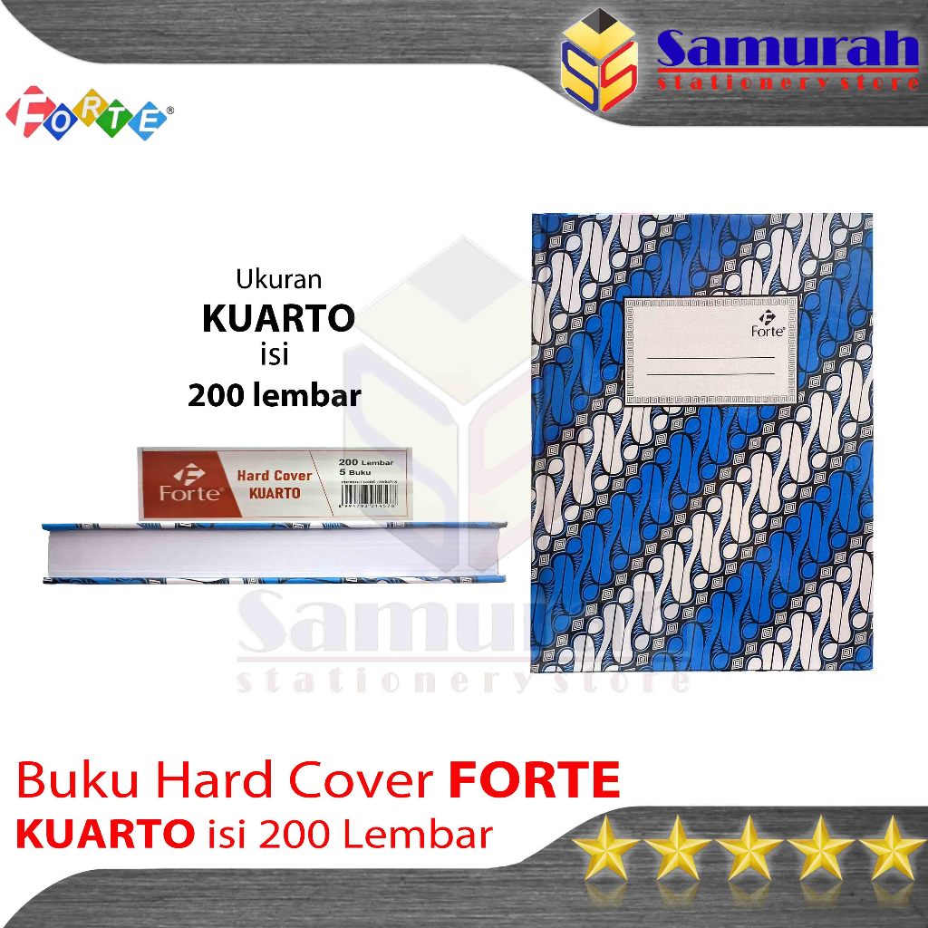 

Buku Hard Cover Forte Kuarto isi 200 Lembar / Buku Catatan A5 - Notebook Quarto / Kwarto 200 Sheet