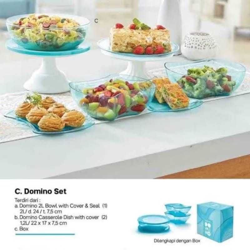 Tupperware set makan set domino hijau