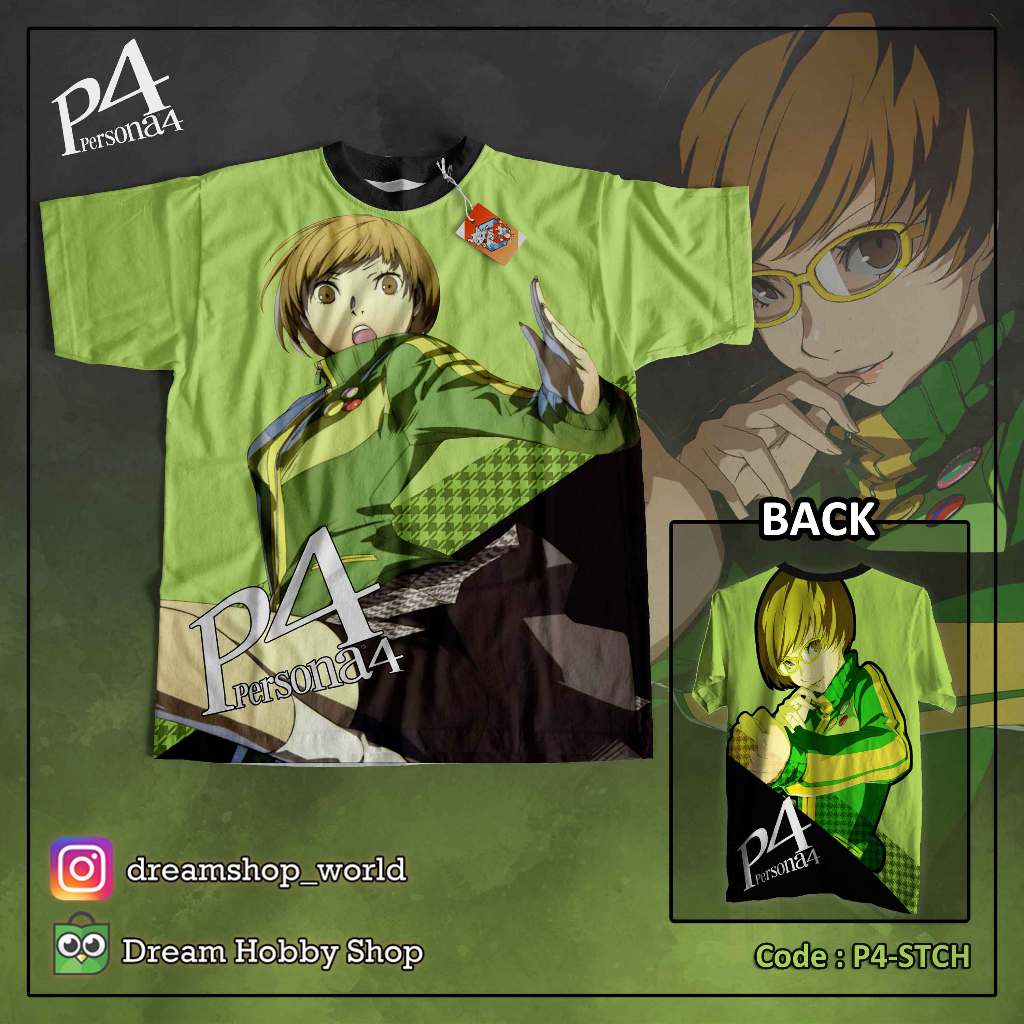 Baju Kaos Fullprint Pria Wanita Anime Game Persona 4 Satonaka Chie