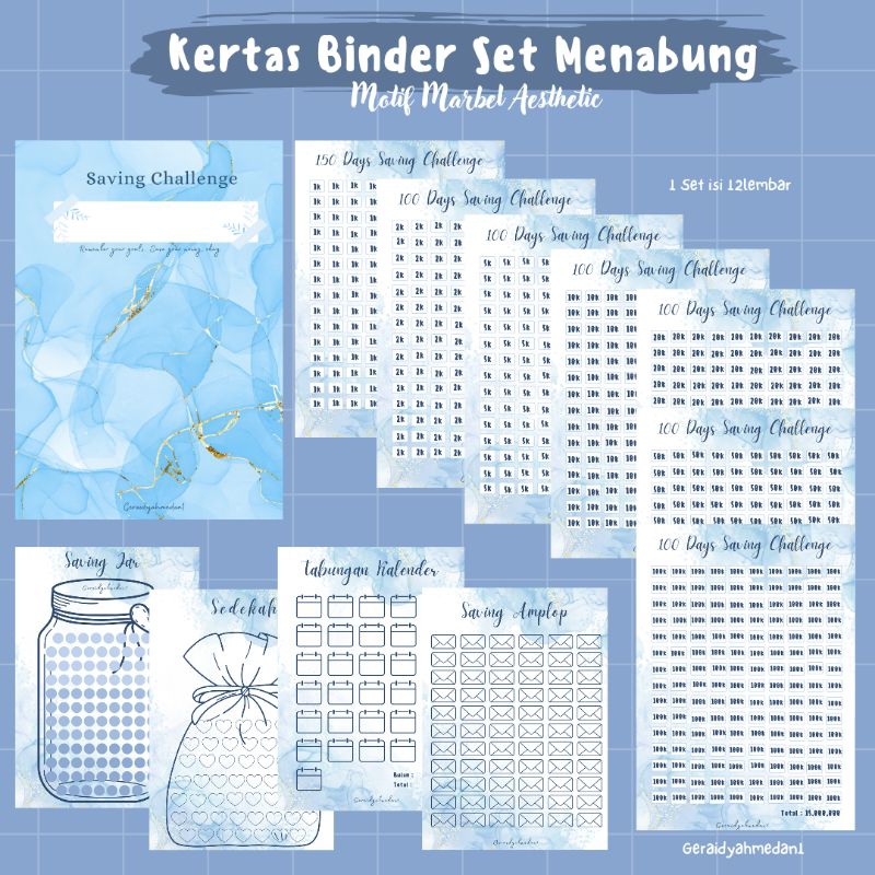 

Kertas Binder Set Menabung A6 A5 Motif Marbel Aesthetic Isi 12Lembar