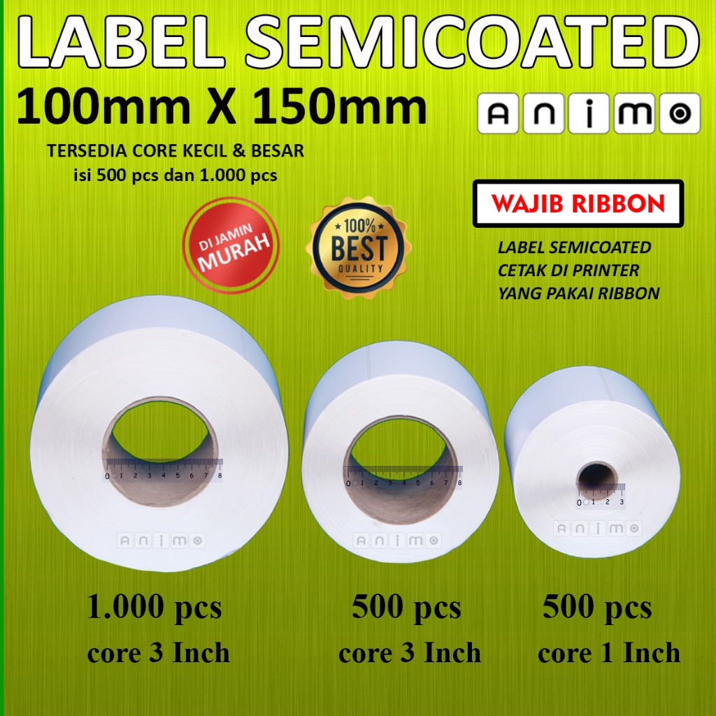 

mh LABEL SEMICOATED 100X150 = PCS - STIKER SEMICOATED 10X15 CM - LABEL BARCODE A6 100 X 150 MM = PCS