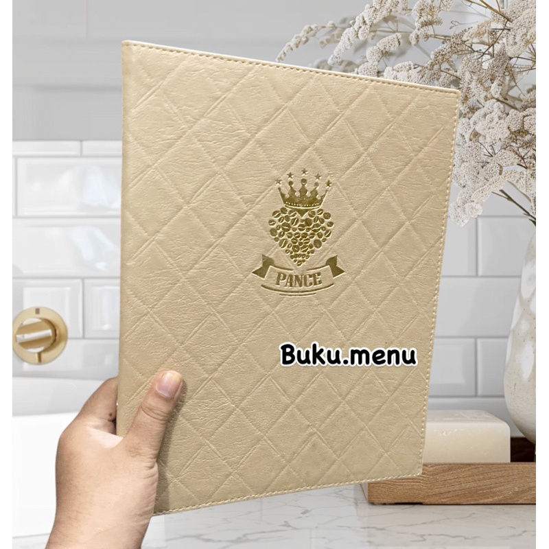 

Buku menu Embos logo custom