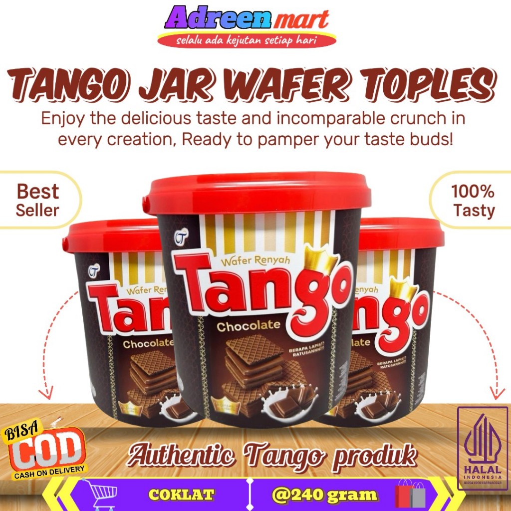 

TANGO JAR Wafer TANGO WAFER TOPLES COKLAT | VANILA [ 240 gram ]