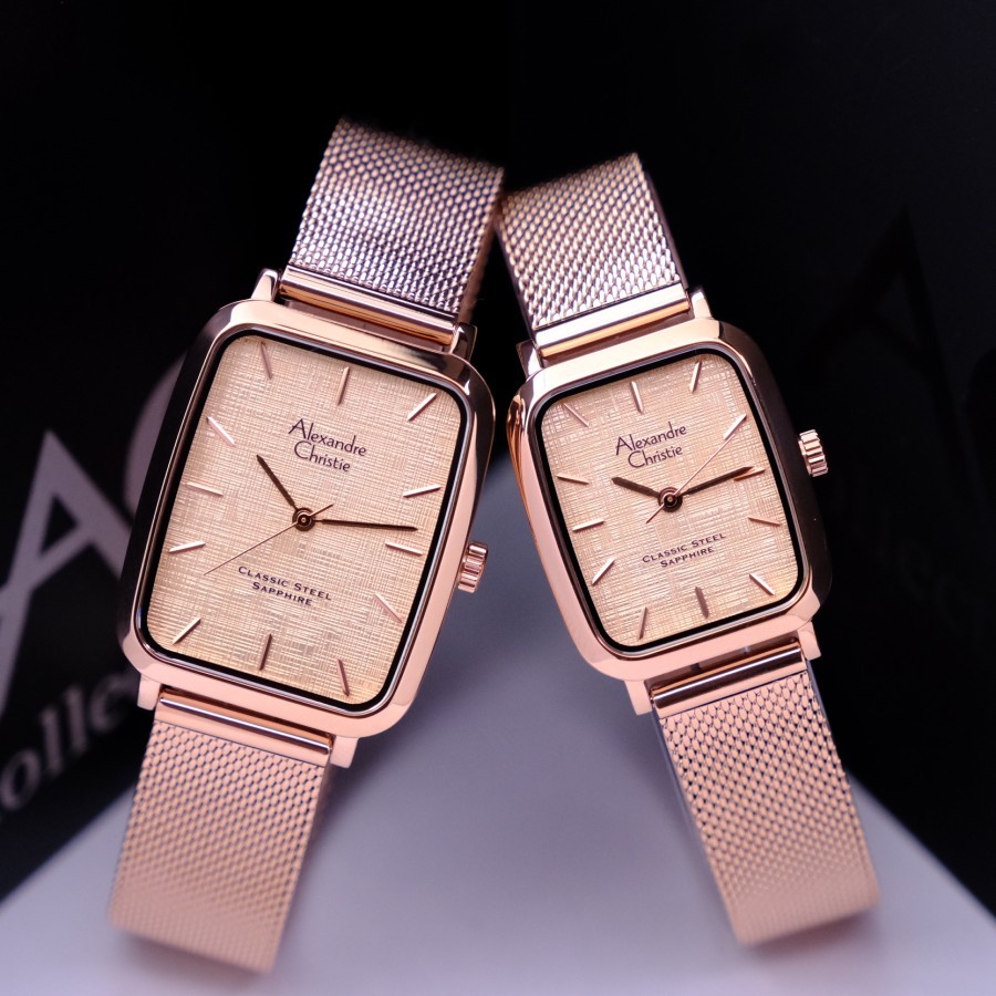 ORIGINAL Jam Tangan Pria&Wanita Alexandre Christie AC 8699 / AC8699 Garansi 1 Tahun - Tali Pasir