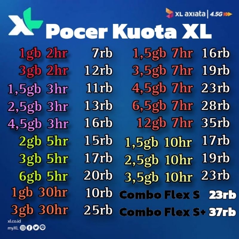 Voucher Kuota XL Mini Harian (Kode vcr via chat) Isi Ulang Paket Data XL, Data Pure, Combo Flex