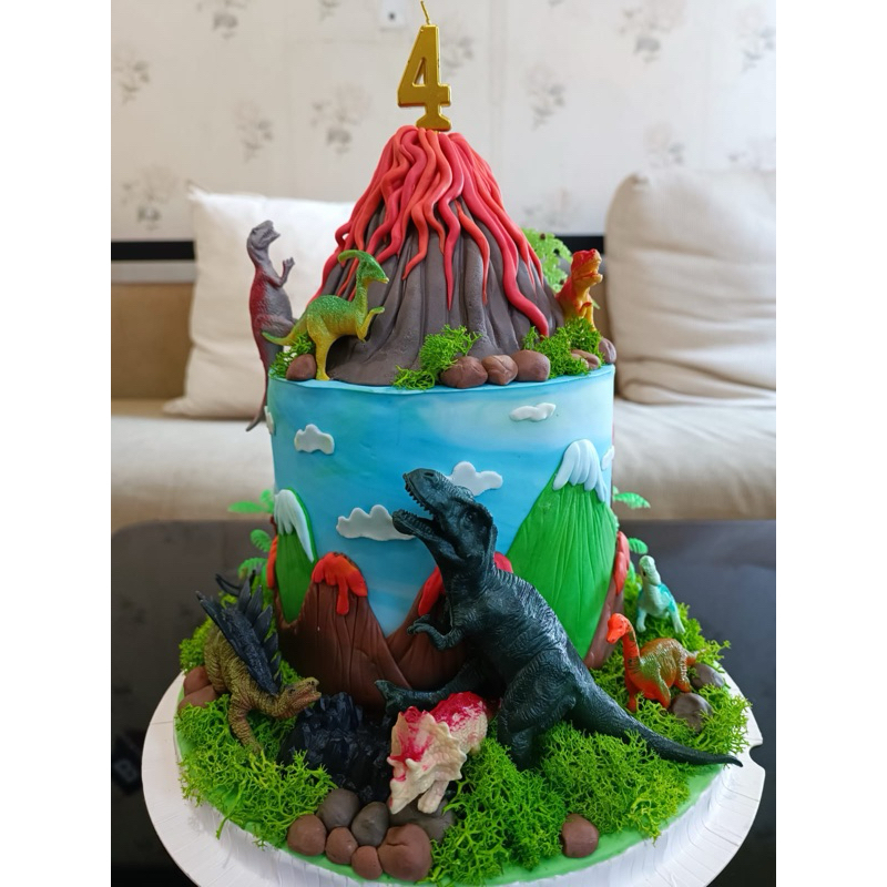 

kue ulang tahun dinosaurus dekorasi birthday cake styrofoam