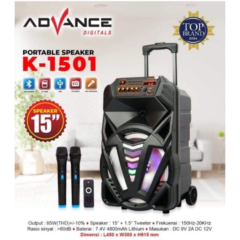 speaker 15 inc advance k1501 free mic 2 wireless / Speaker meeting advance k1501 bluetooth