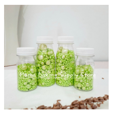 

Edible Sprinkle MIX PEARL GREEN Mutiara Hijau Topping Decor -+50 g