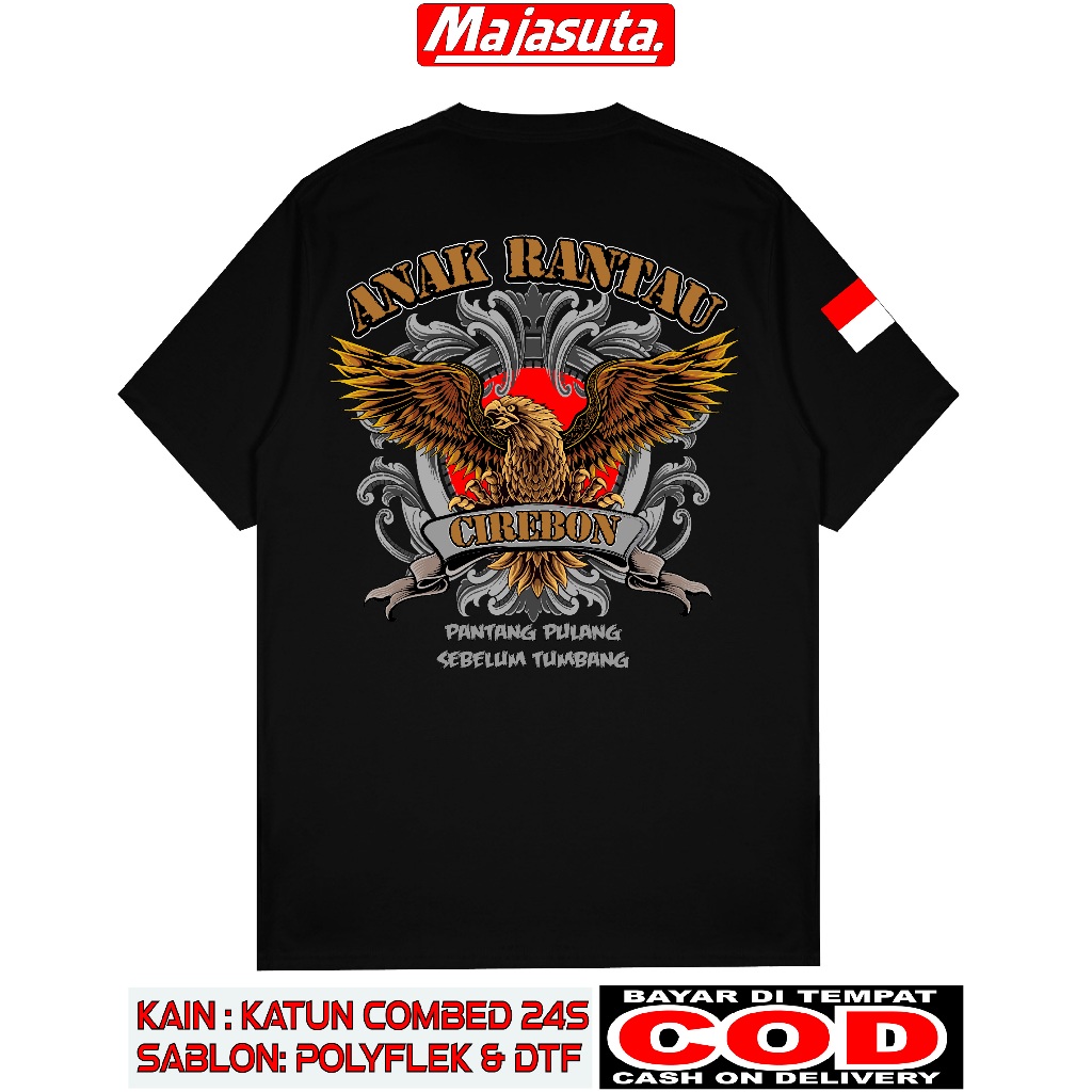 KAOS ANAK RANTAU CIREBON JAWA BARAT C1 SABLON DTF BAHAN KATUN COMBED 24S BISA COD