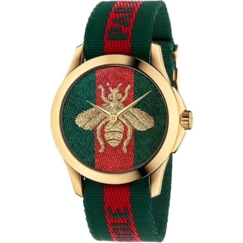 Jam Tangan Gucci Tawon Lebah Gold Kanvas Super Premium Jam Tangan Wanita