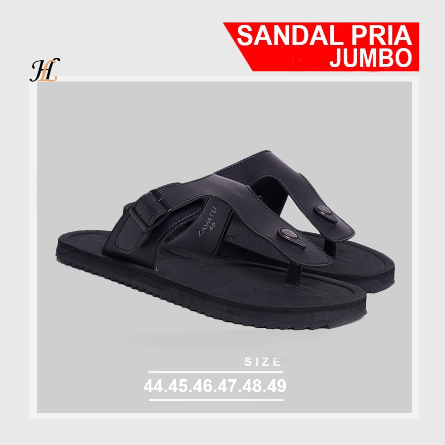 Sandal Jepit Pria BIG SIZE 44,45,46,47,48,49 | Sendal Bapak Ukuran Jumbo Strap Hitam Casual