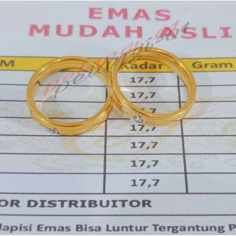 cincin kawin 2pcs emas asli kadar 700 dapat surat dari toko