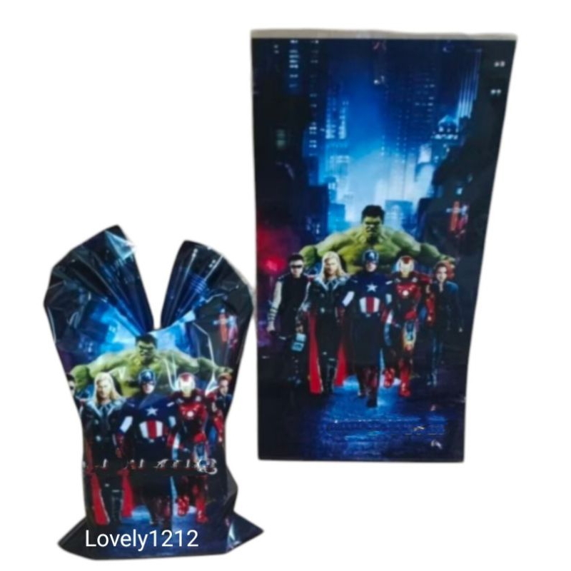 Plastik Snack Ulang Tahun Avanger 22x40 / Plastik Souvenir / Plastik Bingkisan Ulang Tahun Isi 10 Pc