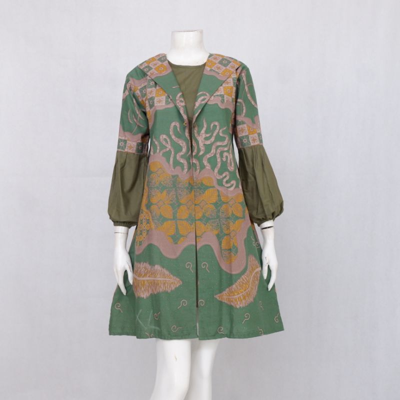 Batik Daun Pertiwi Tunik Model Blezer Menyatu