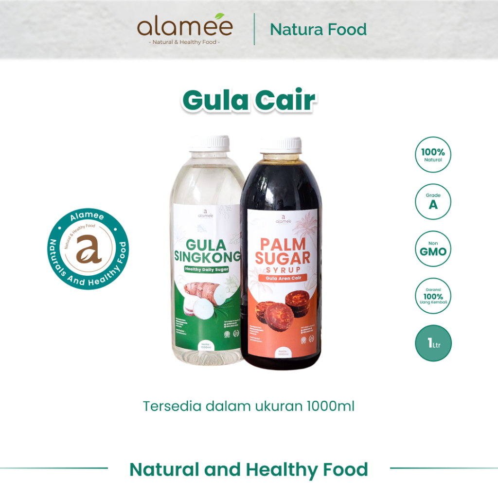 

alamee gula cair 1 liter gula singkong gula aren premium quality murni tanpa bahan tambahan lain