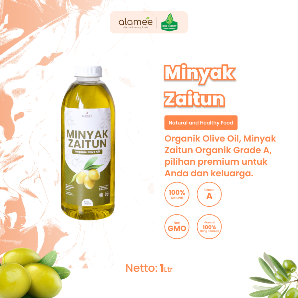 

ALAMEE Minyak Zaitun Asli Untuk Diminum Olive Oil Extra Virgin Organic Organik Masak EVOO 1 Liter