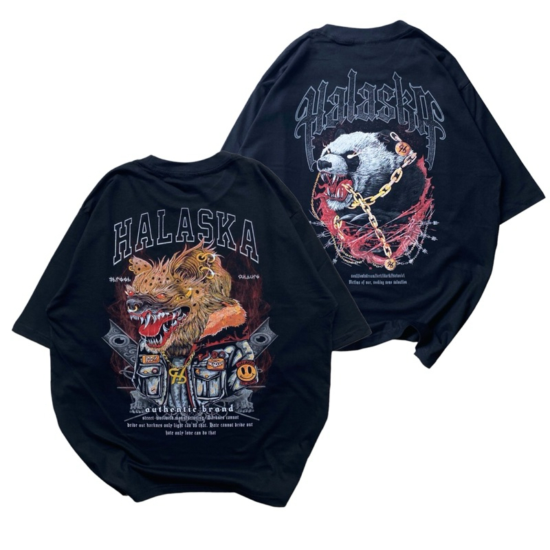 Baju Kaos Oversize Pria Katun Hitam Halaska