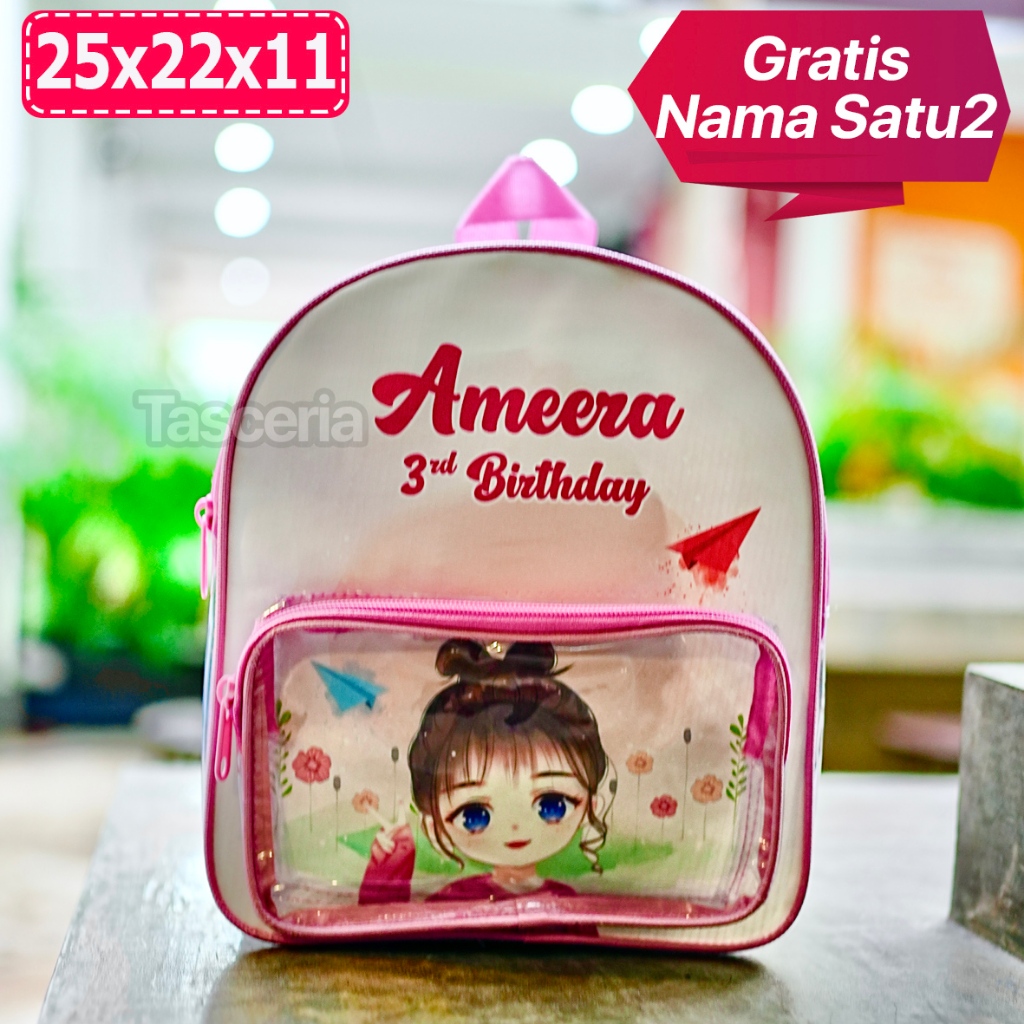 Tas Hampers Ultah Ransel Mika Custom Kartun Anak Cewek lucu