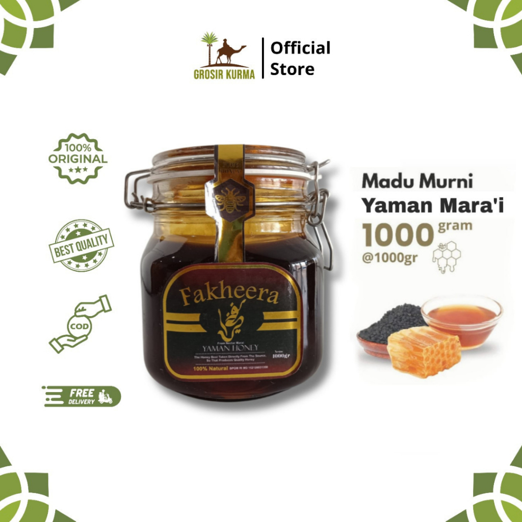 

Madu Yaman Mara'i Fakheera Kemasan Kaca Isi 1kg Murni Asli