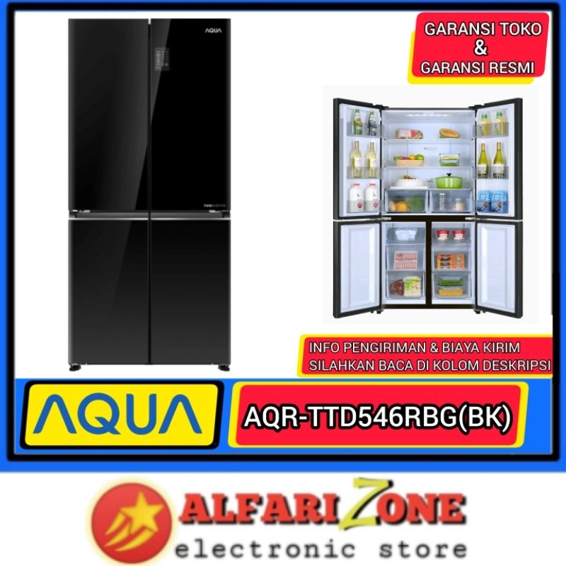 AQUA AQRTTD546RBG Kulkas 4 Pintu Aqua 456 L twin inverter Glass door