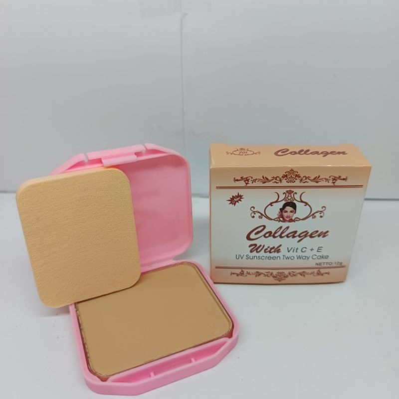 Bedak Refil Collagen Free Spons Original Compact Powder