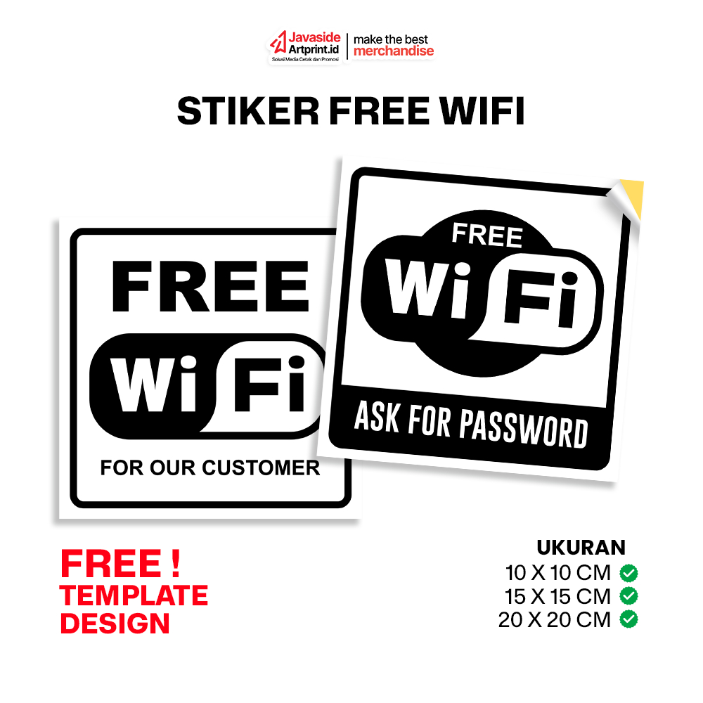 

STIKER FREE WIFI ZONE BAHAN VINYL DAN PREMIUM UKURAN BESAR KECIL - JAVASIDE ARTPRINT