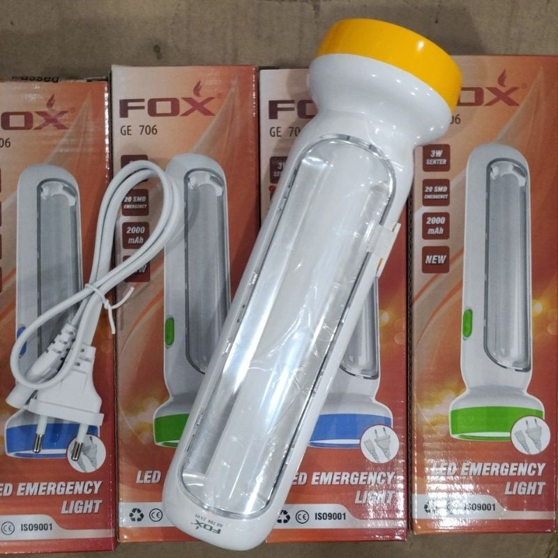 Senter charge camping handle Fox LED GE-706 senter kabel emergency GE 706