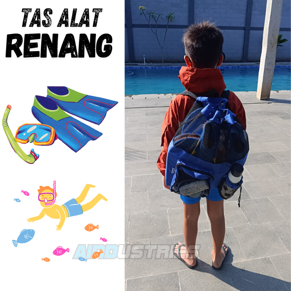 Tas ransel anak untuk Peralatan berenang Kaki fin katak dan pelampung masuk Kantong Jaring swimming 