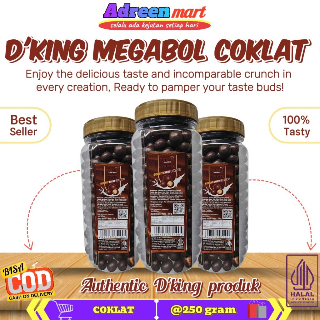 

D'KING MEGABOL BISKUIT SALUT COKLAT TOPLES 250 GRAM