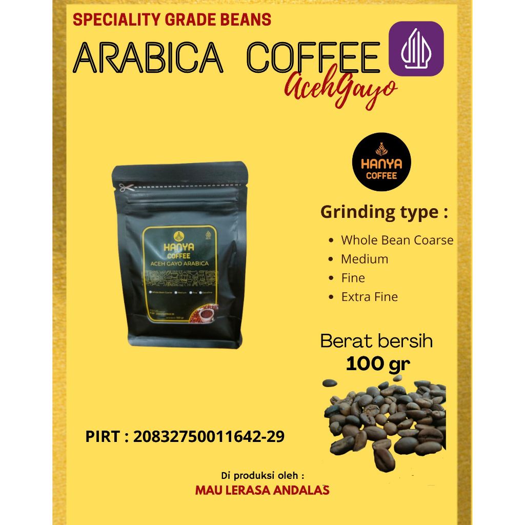

Hanya Coffee - Arabika Gayo Specialty roasting Beans 100 gram
