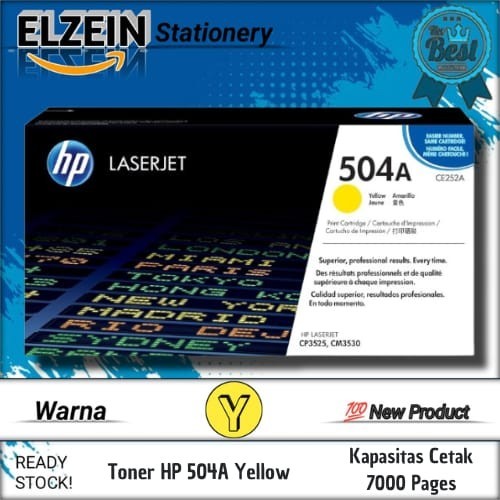 Cartridge Toner Laserjet HP 504A (CE252A) Yellow Printer Laserjet CP3525, CP3525dn, CP3525n, CM3530 