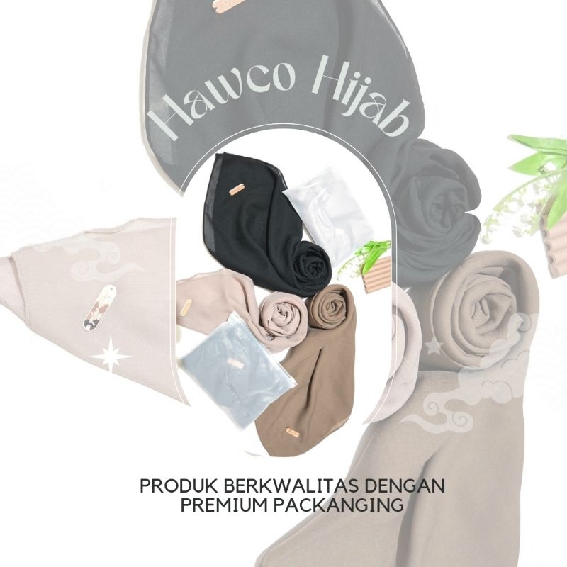 Hawco Hijab Square + Bella Square premium + ziplock packing + Hijab square + hijab segi empat + segi